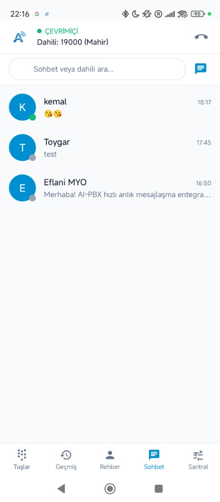 Android uygulaması: sohbet